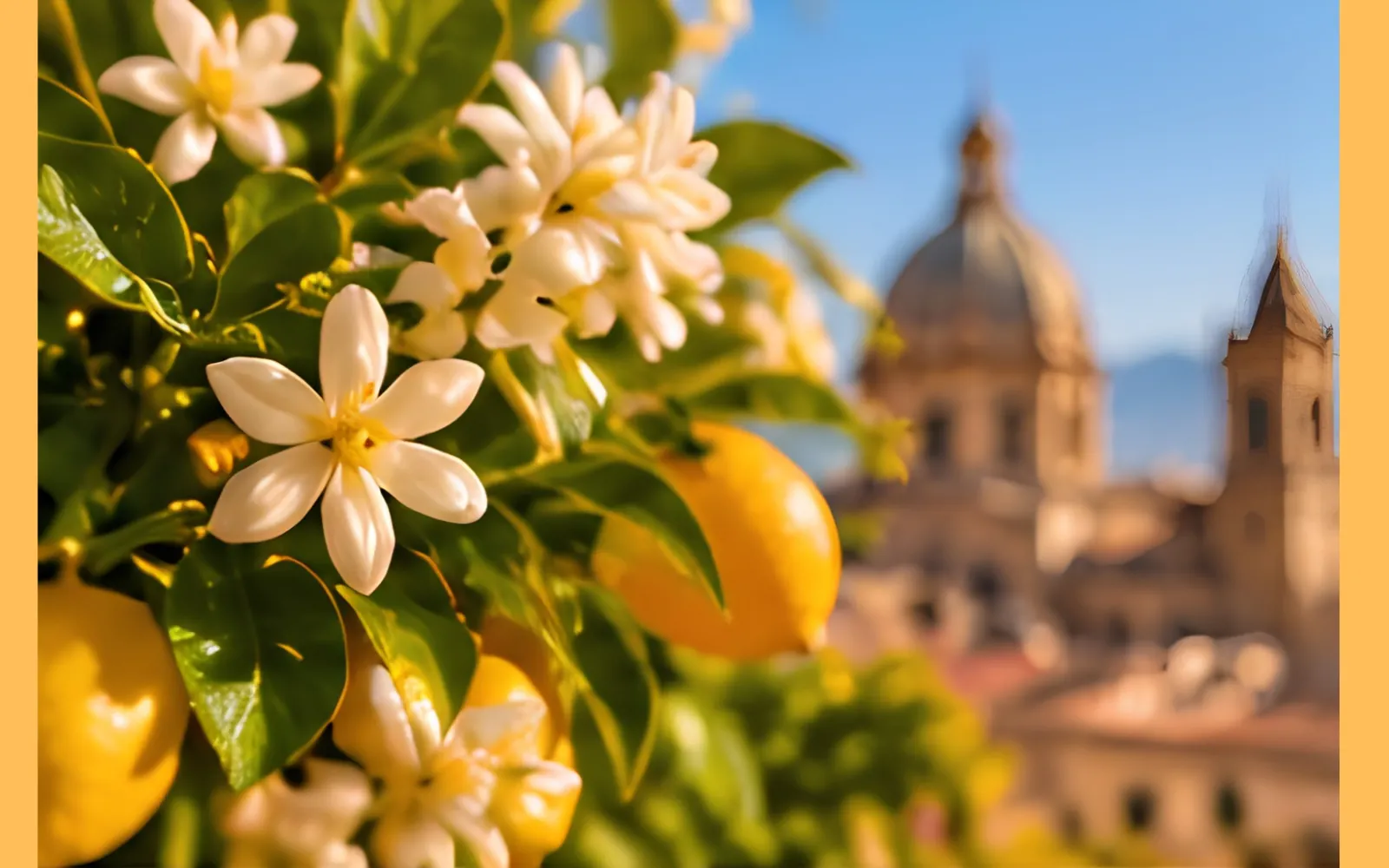Fiori di zagara profumati e limoni freschi su albero rigoglioso